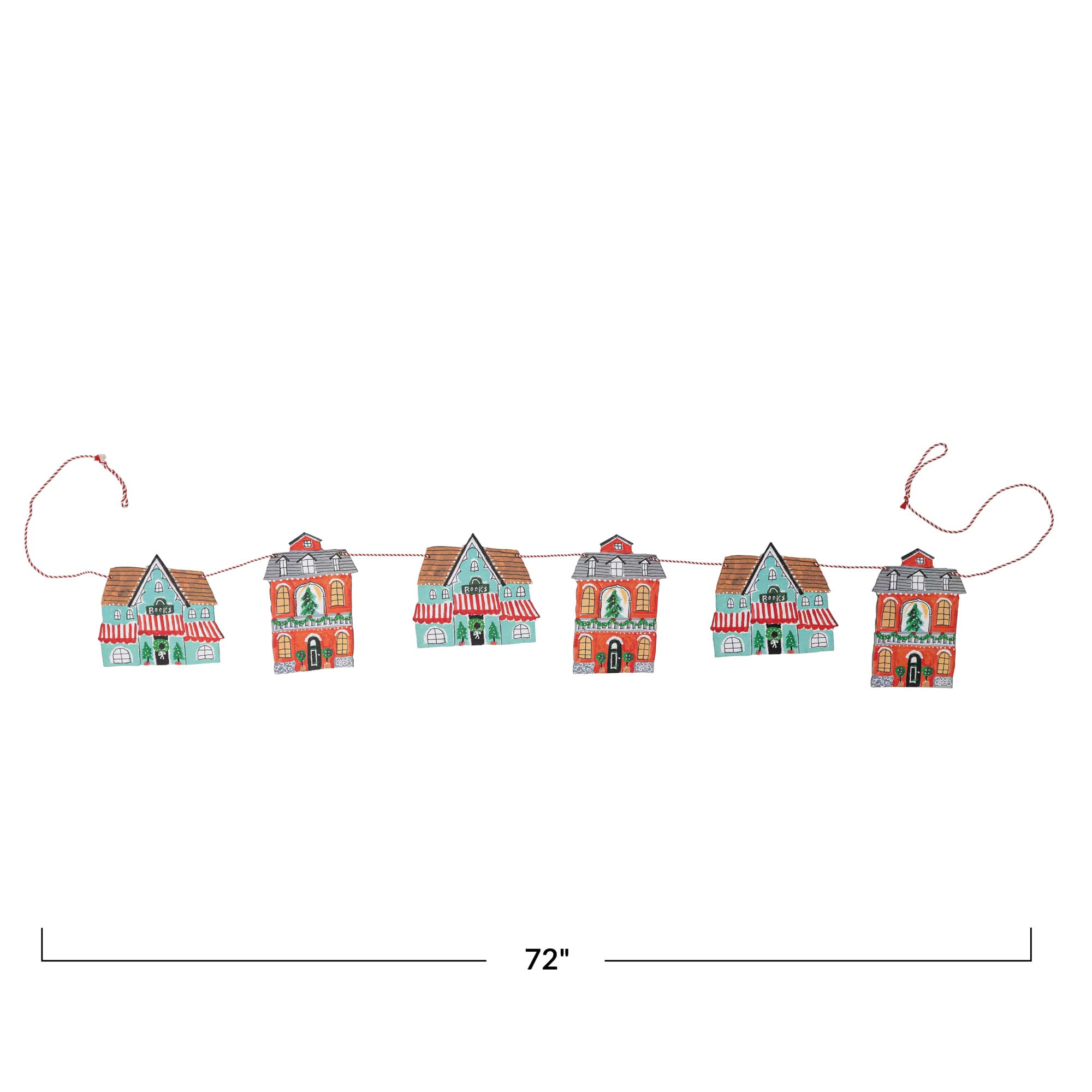 Creative Co-Op Creative Co-Op 72 Inch L Printed Recycled Paper House Multi Color Garland for Festive Decor - View 3 of 5