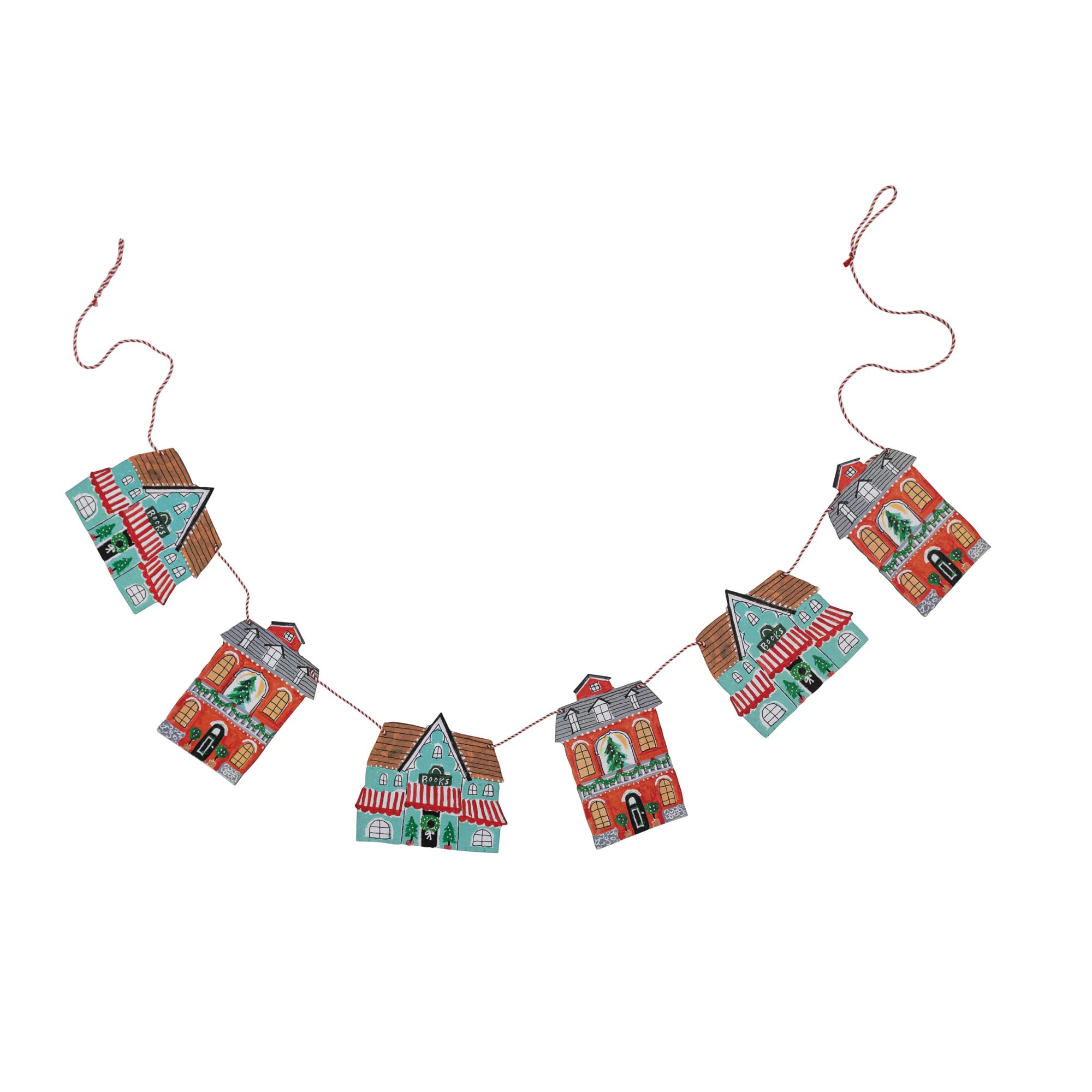 Creative Co-Op Creative Co-Op 72 Inch L Printed Recycled Paper House Multi Color Garland for Festive Decor - View 4 of 5