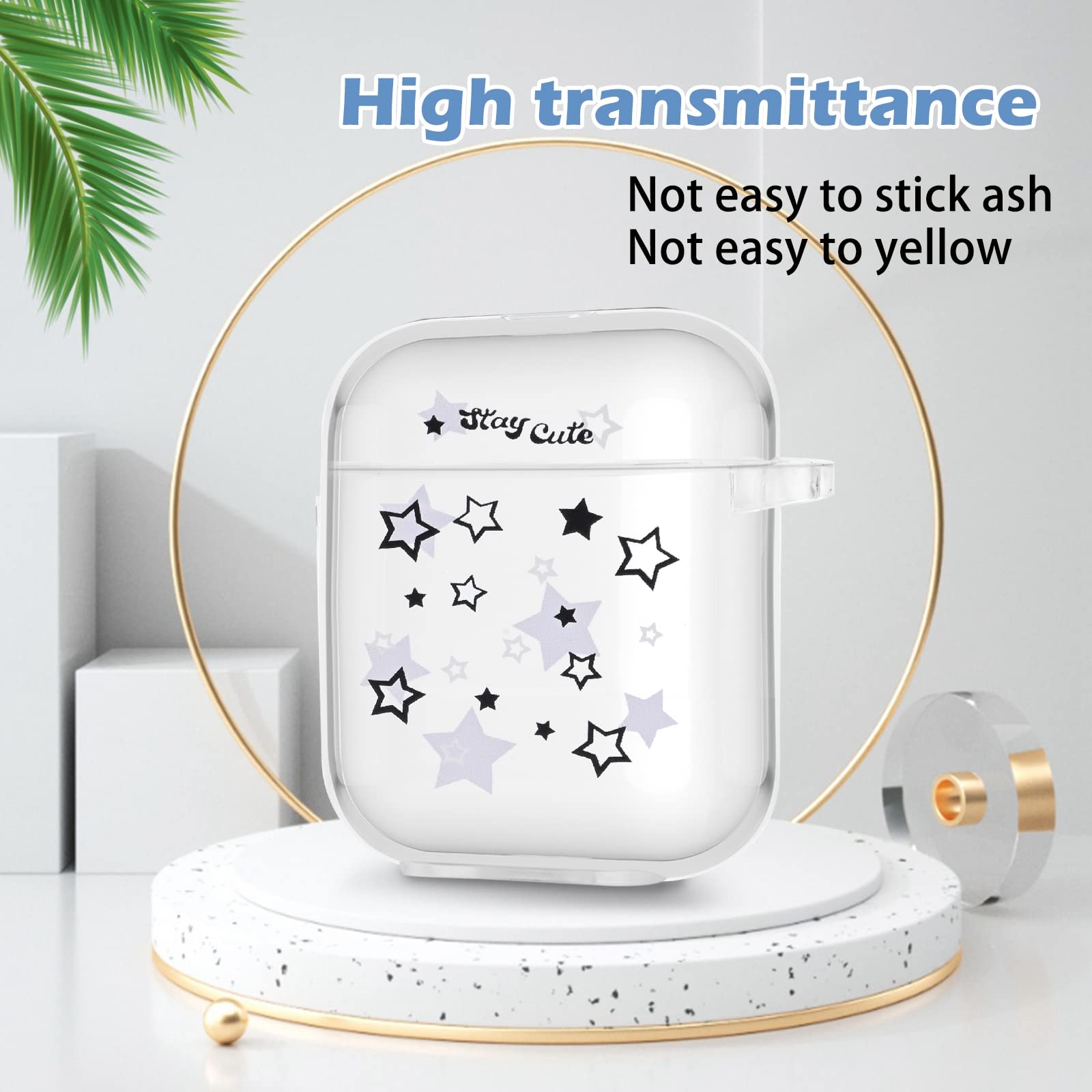 Pajony AirPod Case with Star Keychain Cute Charms Clear Soft Protective Cover for AirPods 1st and 2nd Generation - View 2 of 7