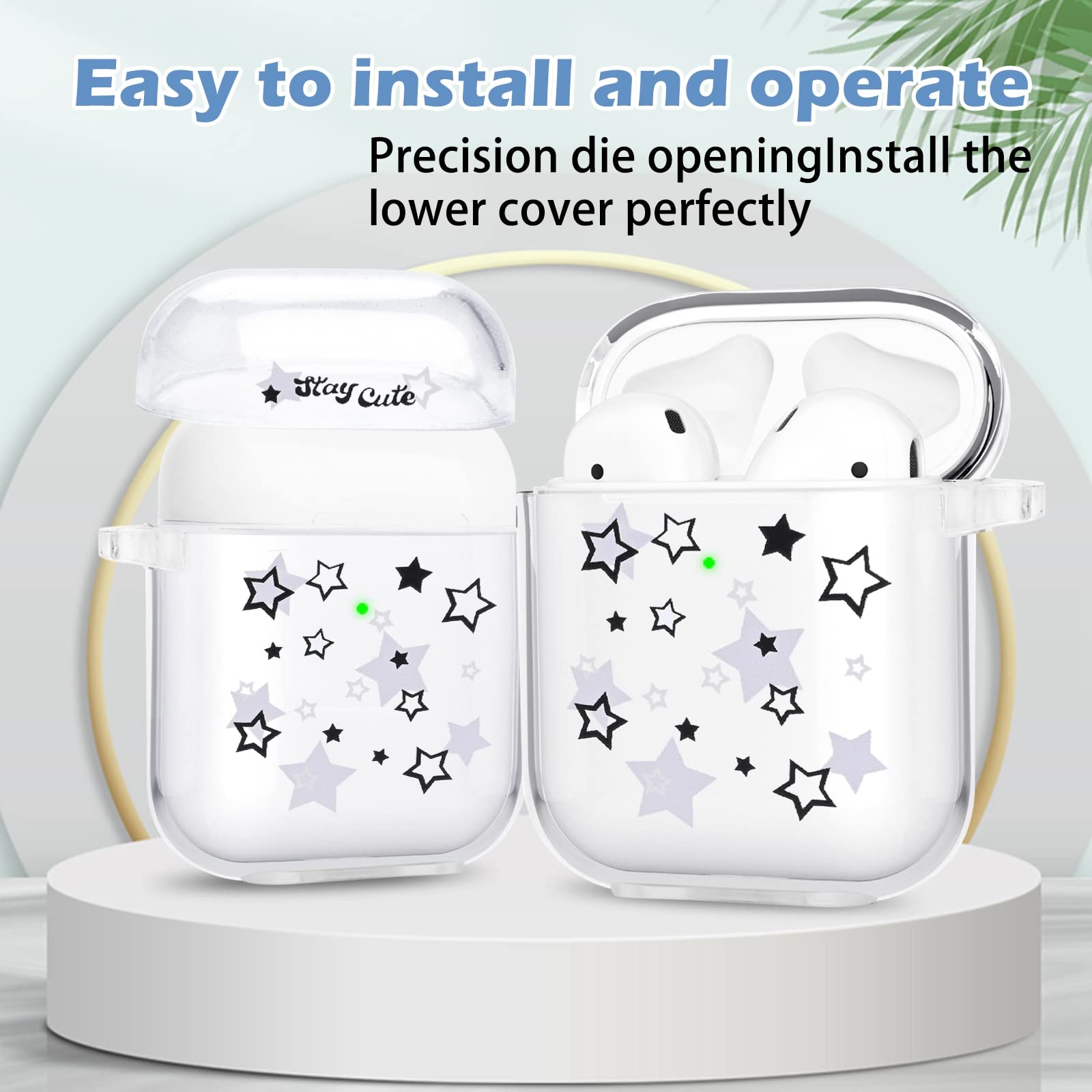 Pajony AirPod Case with Star Keychain Cute Charms Clear Soft Protective Cover for AirPods 1st and 2nd Generation - View 3 of 7