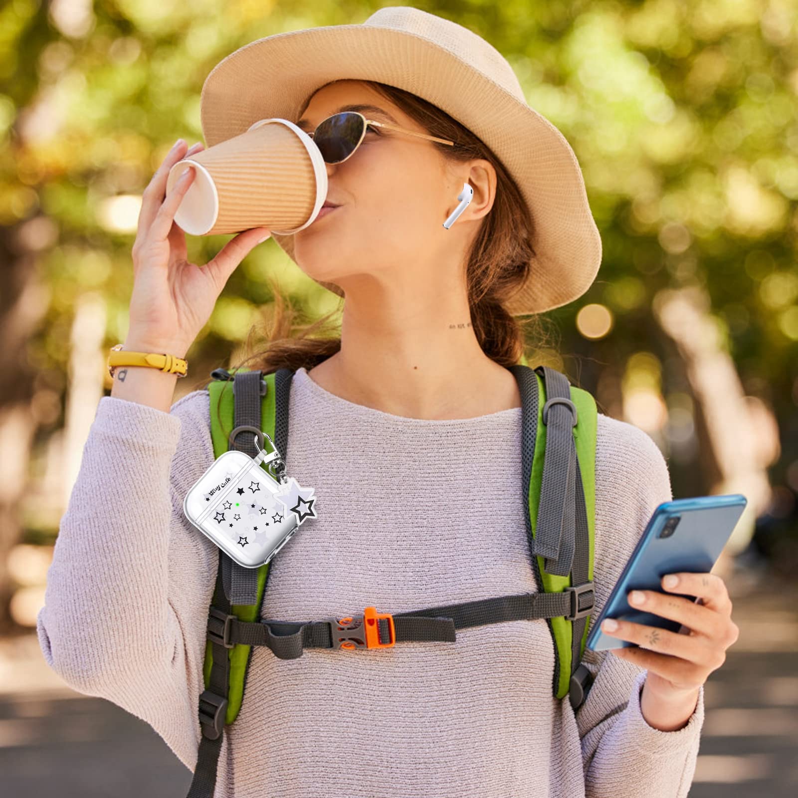 Pajony AirPod Case with Star Keychain Cute Charms Clear Soft Protective Cover for AirPods 1st and 2nd Generation - View 7 of 7