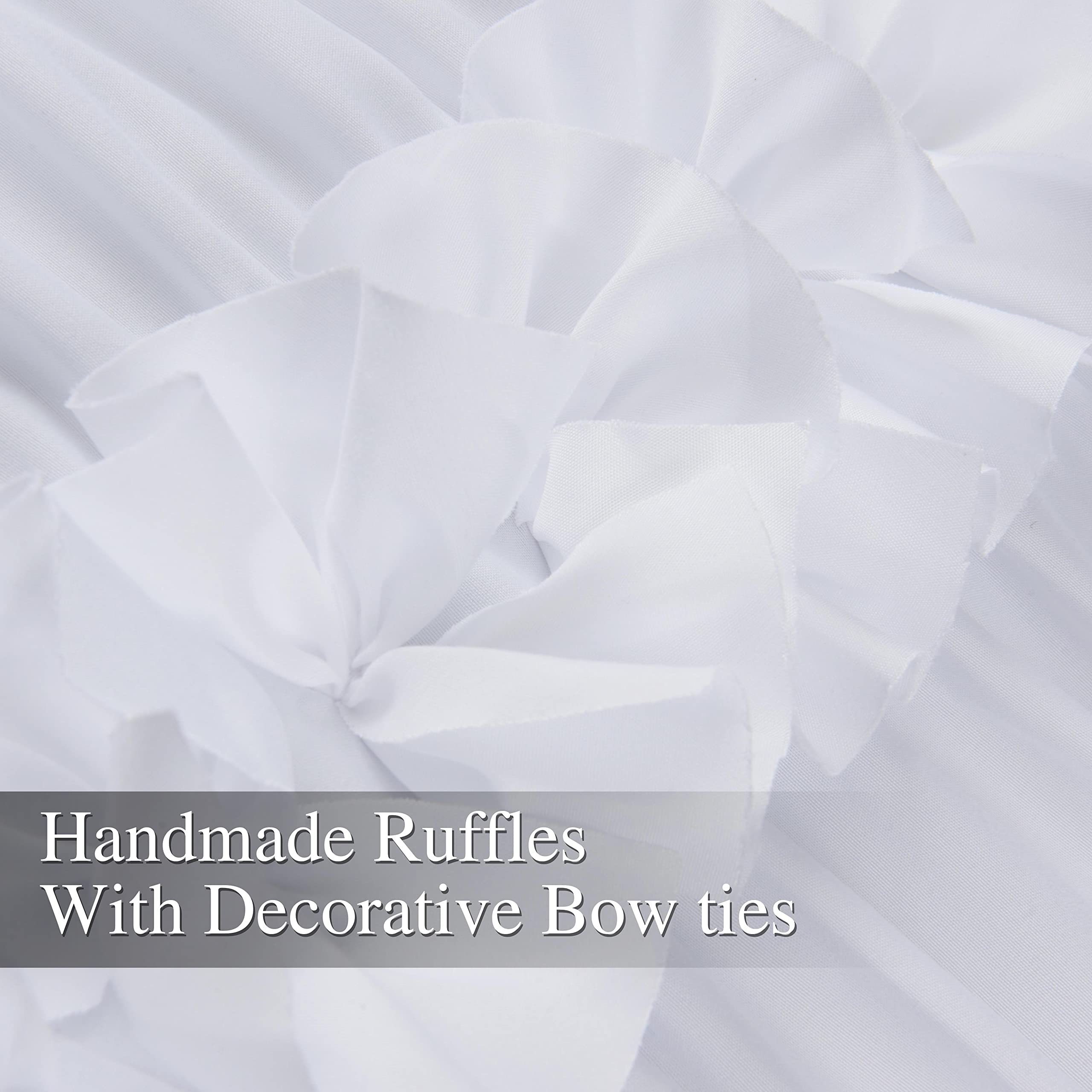 Homechoice Decor Homechoice Decor Thermal Insulated Blackout Curtains 54x84 Boho Ruched Butterfly Flowers Rustic Rod Pocket Drapes White 2 Panels - View 4 of 8