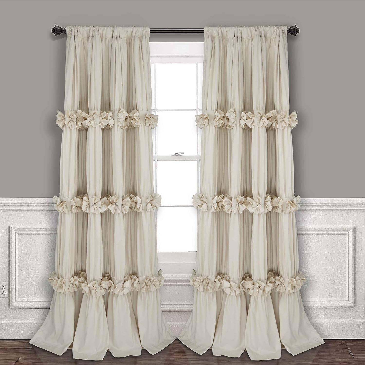 Homechoice Decor Homechoice Decor Thermal Insulated Blackout Curtains 54x84 Boho Ruched Butterfly Flowers Rustic Rod Pocket Drapes Camel Pair