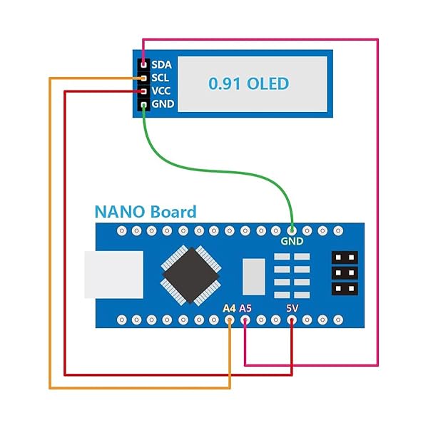 Hosyond Hosyond 5 Pcs 0.91 Inch I2C OLED Display Module for Arduino & Raspberry Pi - Blue Screen, 3.3V-5V Compatible - View 7 of 10