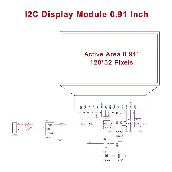Hosyond Hosyond 5 Pcs 0.91 Inch I2C OLED Display Module for Arduino & Raspberry Pi - Blue Screen, 3.3V-5V Compatible - View 10 of 10