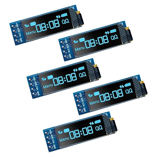 Hosyond Hosyond 5 Pcs 0.91 Inch I2C OLED Display Module for Arduino & Raspberry Pi - Blue Screen, 3.3V-5V Compatible - View 2 of 10
