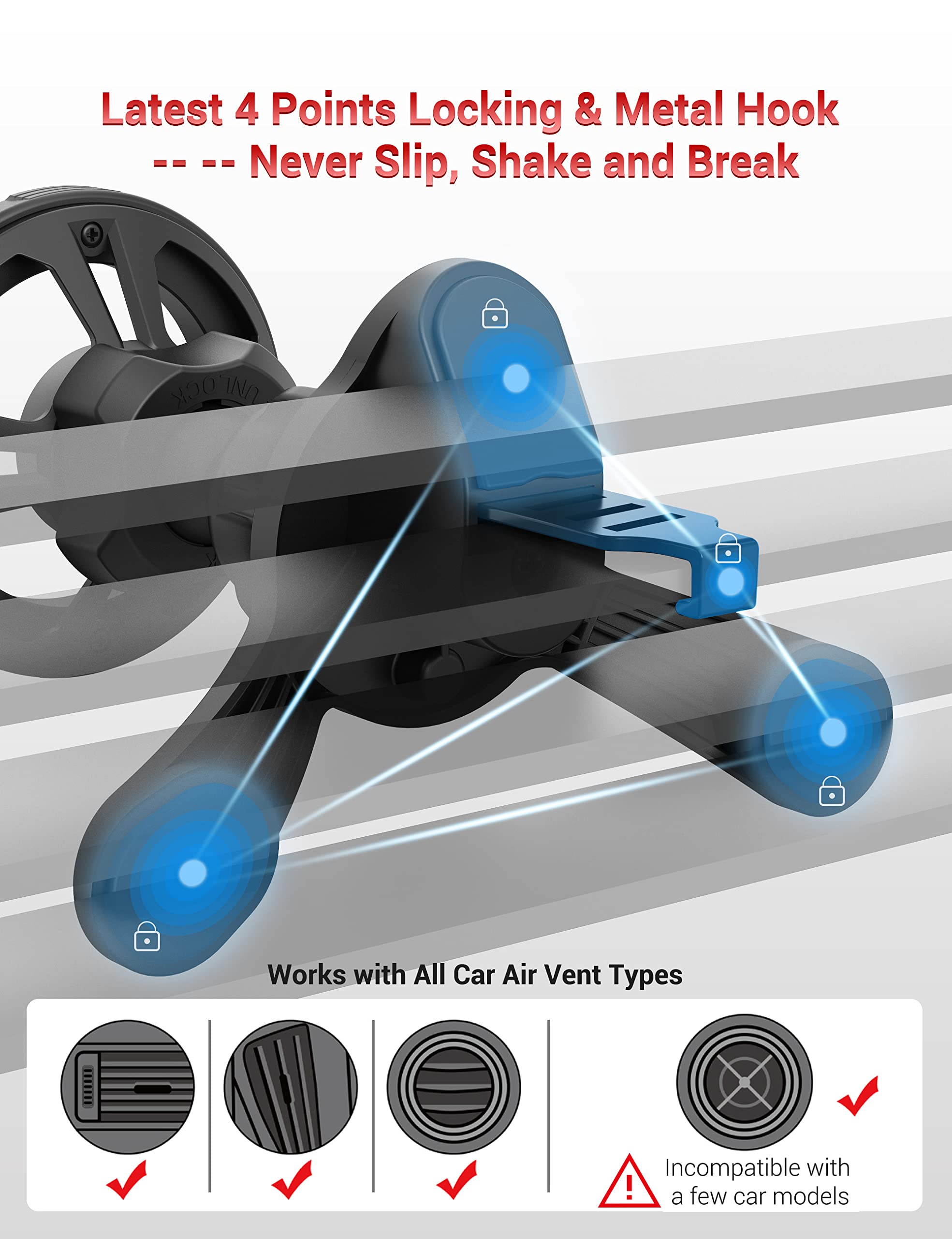 PROfezzion for Metal MagSafe Car Mount, Deluxe Magnetic Phone Holder for Your Car Air Vent or Dashboard Compatible with iPhone 17 16 15 14 13 12 Pro - View 5 of 9