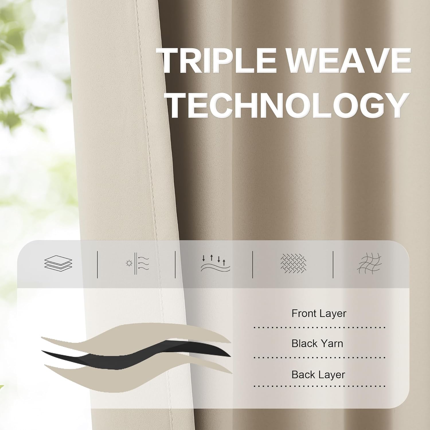 DUALIFE DUALIFE 96 Inch Warm Taupe Curtains Thermal Insulated Blackout Drapes for Bedroom Living Room Dining Room 2 Panels W52 x L96 - View 4 of 9