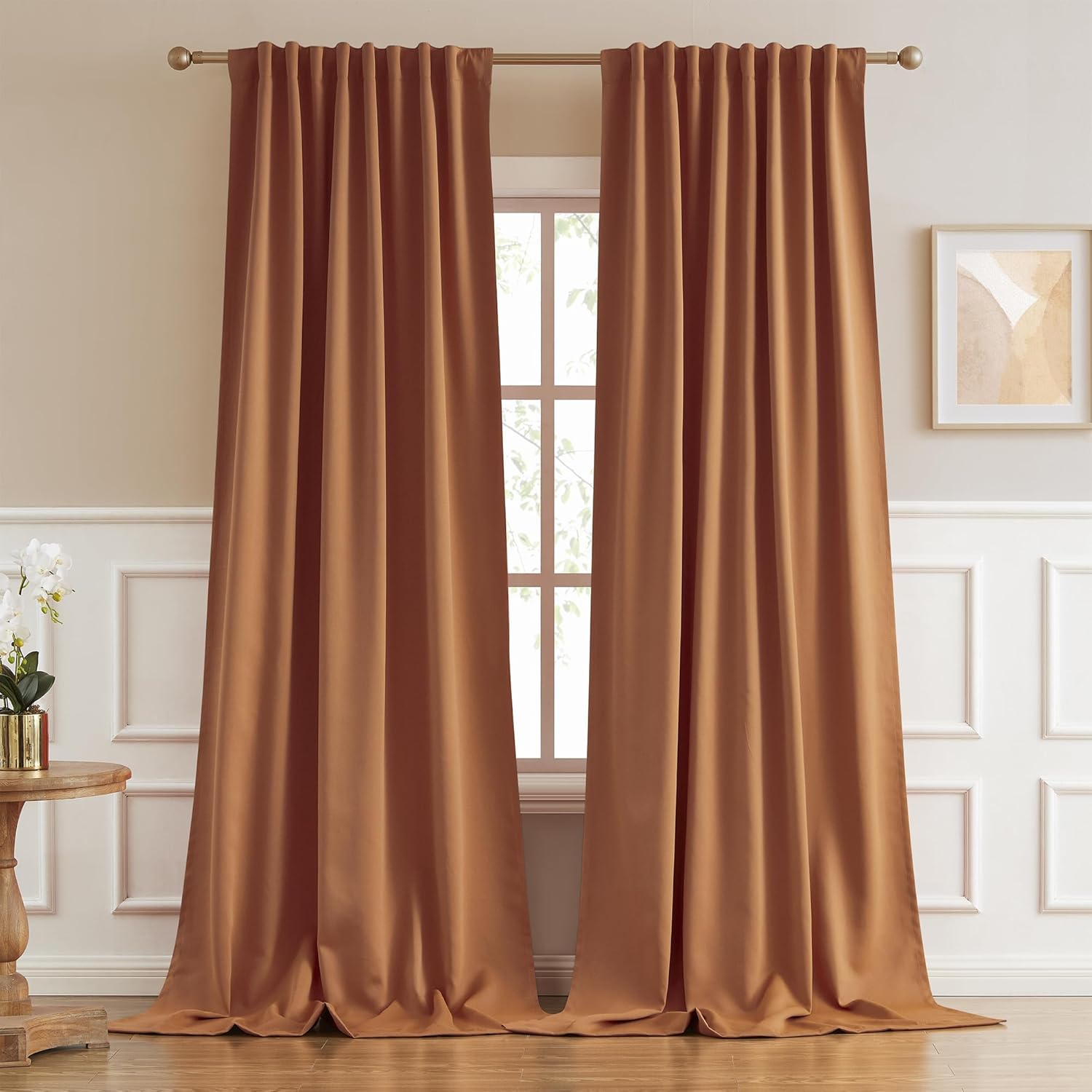 DUALIFE DUALIFE 96 Inch Warm Taupe Curtains Thermal Insulated Blackout Drapes for Bedroom Living Room Dining Room 2 Panels W52 x L96 - View 8 of 9