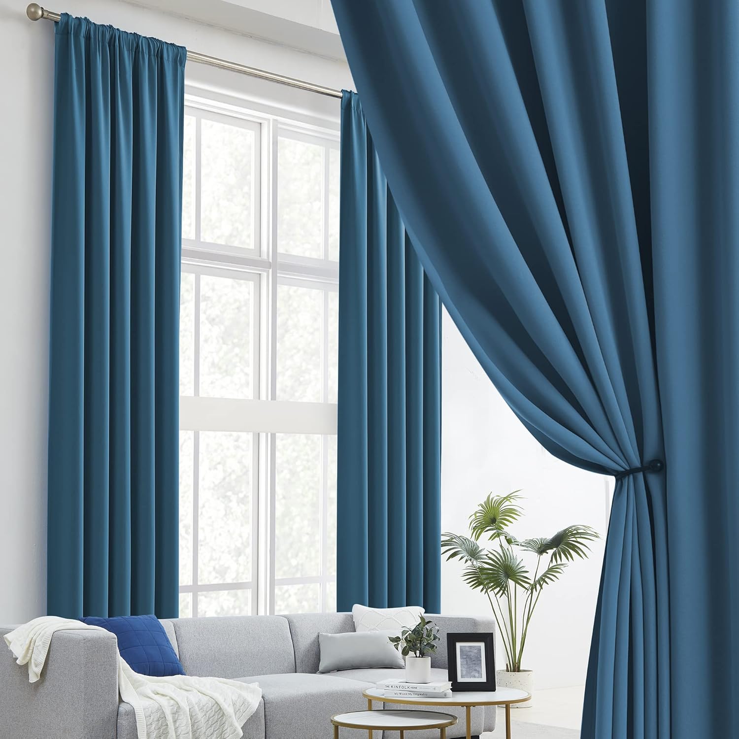 DUALIFE DUALIFE 96 Inch Warm Taupe Curtains Thermal Insulated Blackout Drapes for Bedroom Living Room Dining Room 2 Panels W52 x L96 - View 9 of 9