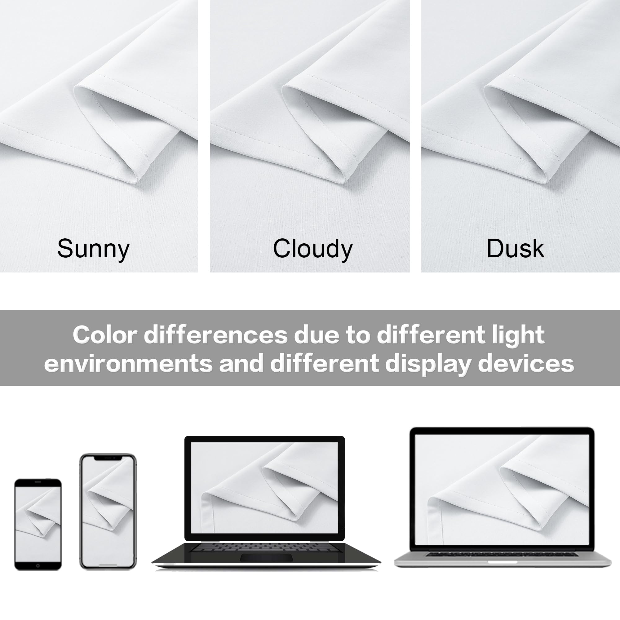 DUALIFE DUALIFE White Extra Long Blackout Curtains 52x108in Thermal Insulated Soundproof Rod Pocket for Living Room High Ceiling Patio Sliding Door - View 5 of 6