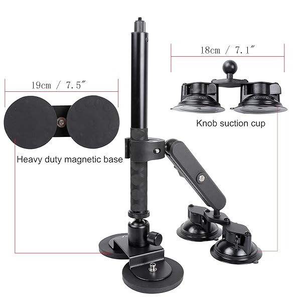 PellKing PellKing Car Mount Kit for Insta360 Camera, 4in1 Suction Cups Magnetic Mount with 114cm Invisible Selfie Stick for Insta360 X4,X3,X2,X,GO 3,ONE RS,R,ONE RS 1-inch 360 Camera - View 8 of 9