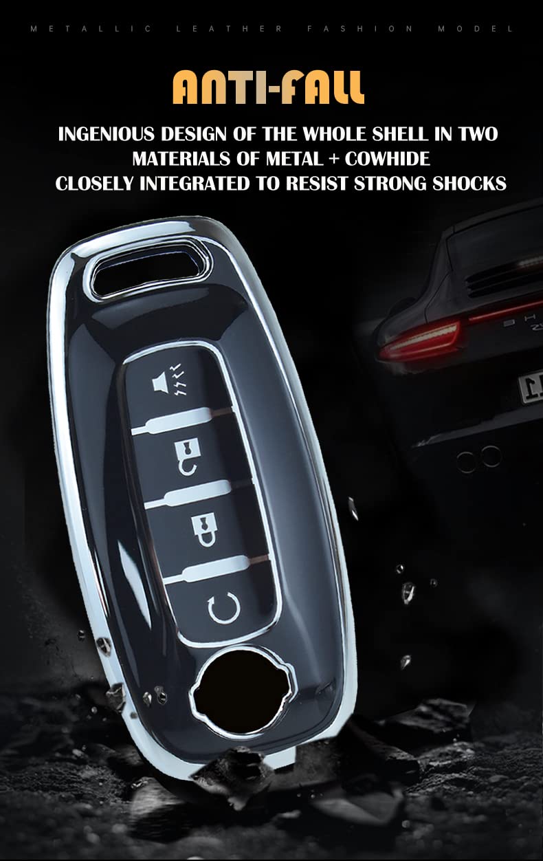 ontto 4-Button Key Fob Bag with Keychain Compatible with Nissan 2023 X-Trial Kicks Rouge Pathfinder Car Key Pod Case Intelligent Smart Remote Key - View 6 of 7