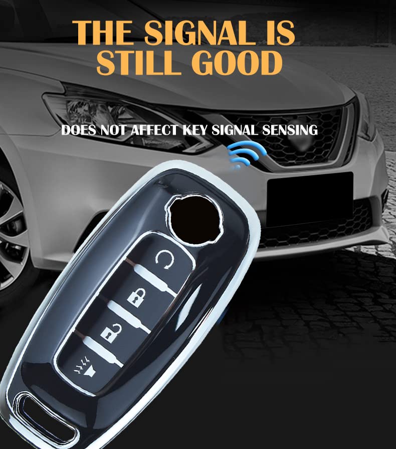 ontto 4-Button Key Fob Bag with Keychain Compatible with Nissan 2023 X-Trial Kicks Rouge Pathfinder Car Key Pod Case Intelligent Smart Remote Key - View 7 of 7