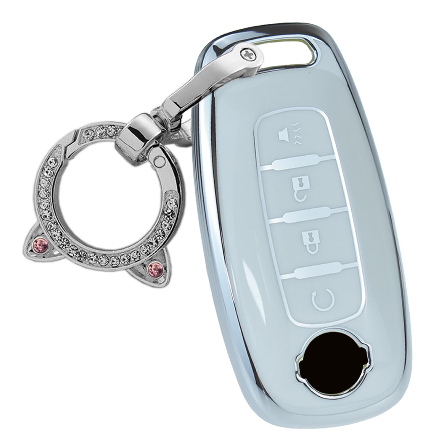 ontto 4-Button Key Fob Bag with Keychain Compatible with Nissan 2023 X-Trial Kicks Rouge Pathfinder Car Key Pod Case Intelligent Smart Remote Key