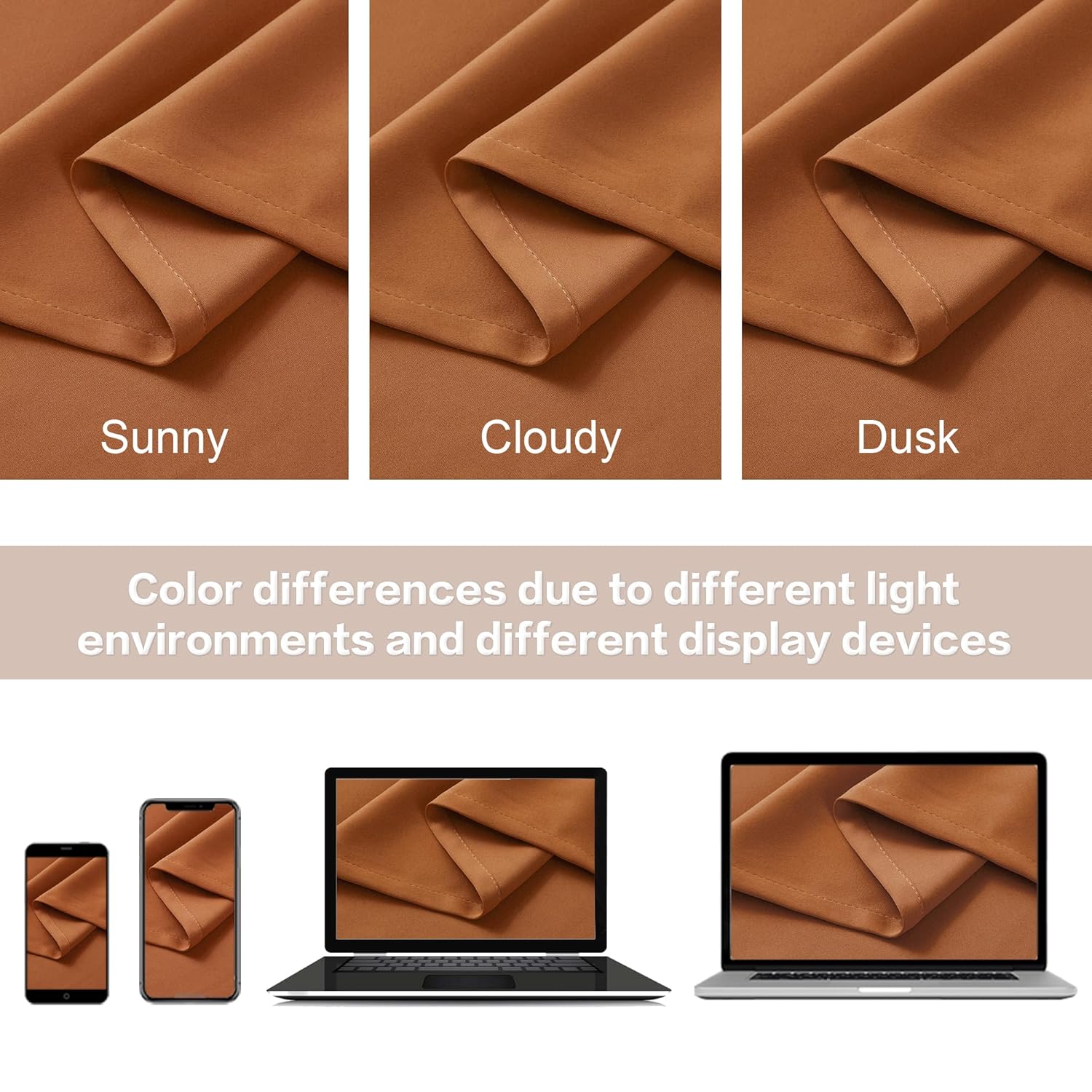 DUALIFE DUALIFE 102 Inch Room Darkening Curtains Set of 2 Back Tab Rod Pocket Panels for Living Room Golden Oak Brown Orange 52W x 102L Inch - View 5 of 9