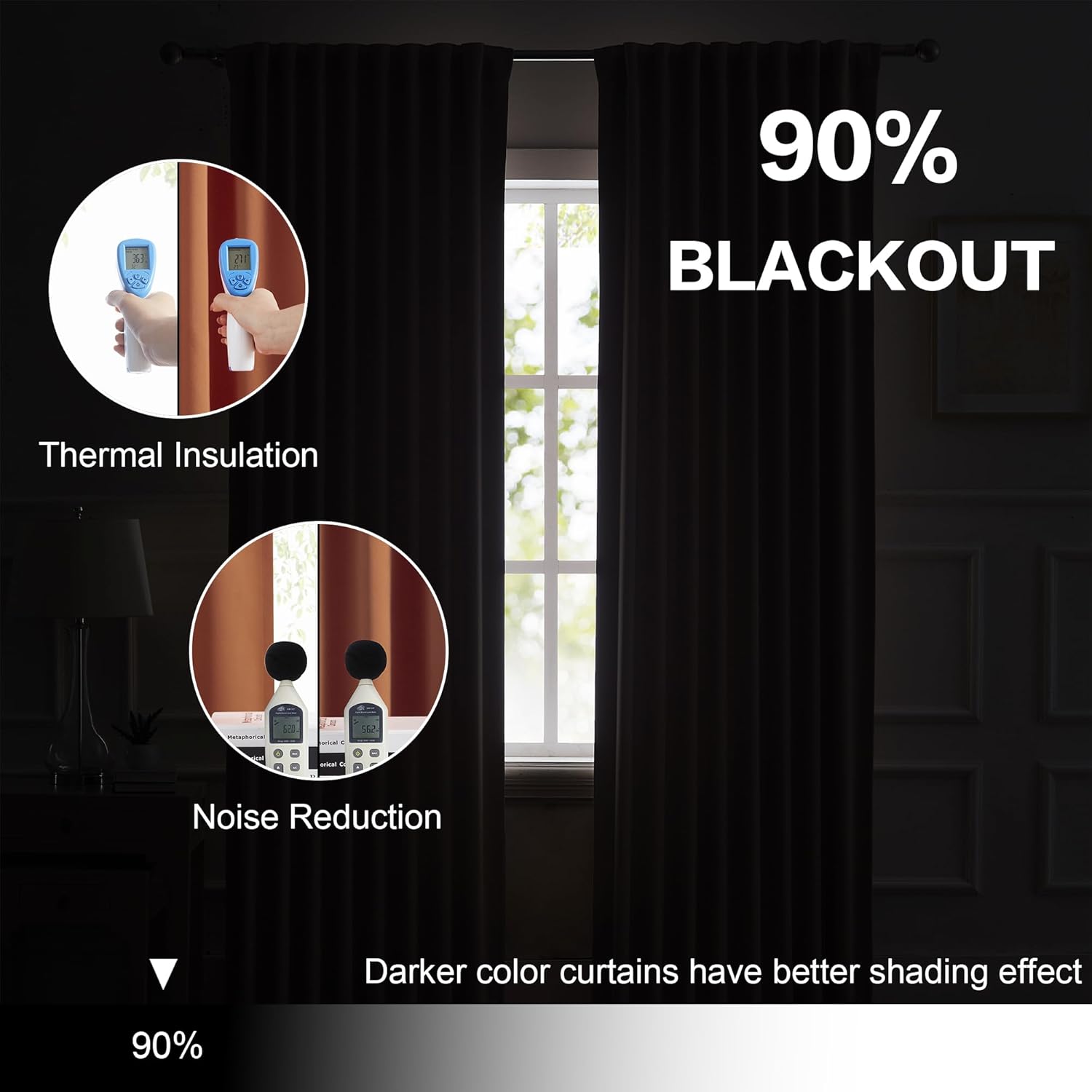 DUALIFE DUALIFE 102 Inch Room Darkening Curtains Set of 2 Back Tab Rod Pocket Panels for Living Room Golden Oak Brown Orange 52W x 102L Inch - View 6 of 9