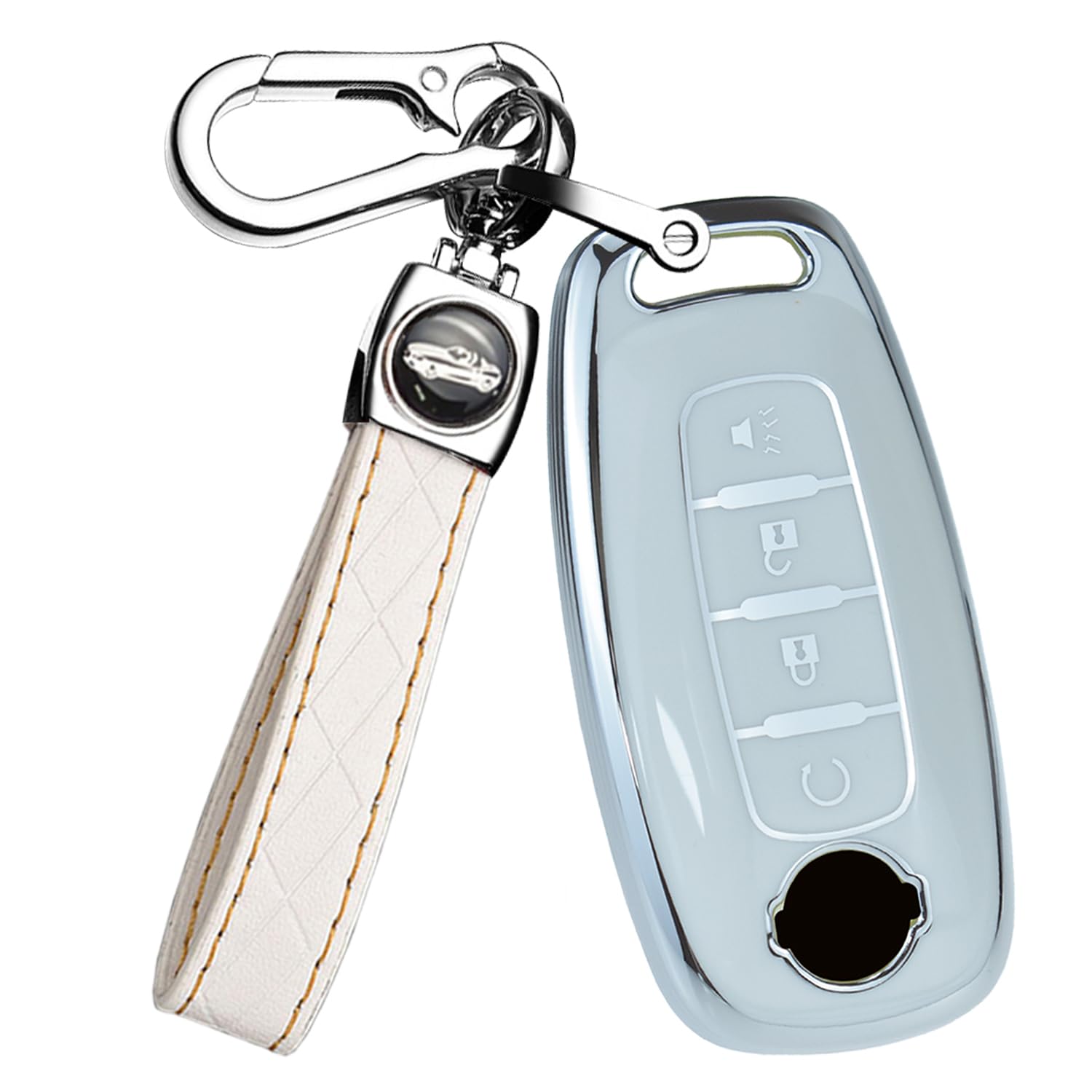 ontto 4-Button Key Fob Cover with Keychain Compatible with Nissan 2023 X-Trial Kicks Rouge Pathfinder Car Key Case Intelligent Smart Remote Key Shell