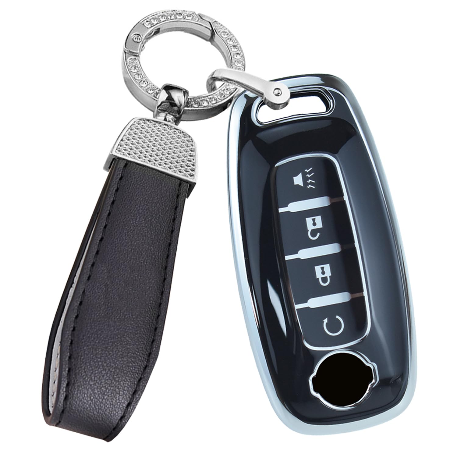 ontto 4-Button Key Fob Glove with Keychain Compatible with Nissan 2023 X-Trial Kicks Rouge Pathfinder Car Key Glove Intelligent Smart Remote Key