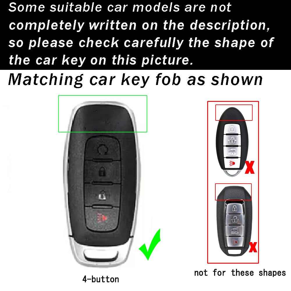 ontto 4-Button Key Fob Glove with Keychain Compatible with Nissan 2023 X-Trial Kicks Rouge Pathfinder Car Key Glove Intelligent Smart Remote Key - View 2 of 7
