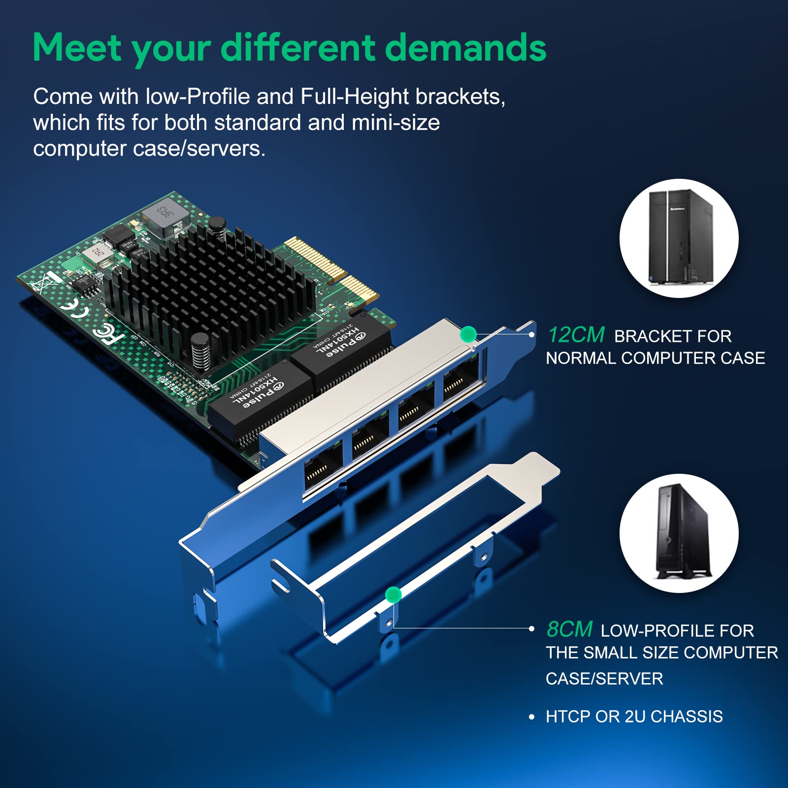 EDUP EDUP Gigabit Quad Port Ethernet Card NetXtreme BCM5719 PCI Express Network Card for Windows Server Linux Ubuntu FreeBSD VMware ESX - View 5 of 9