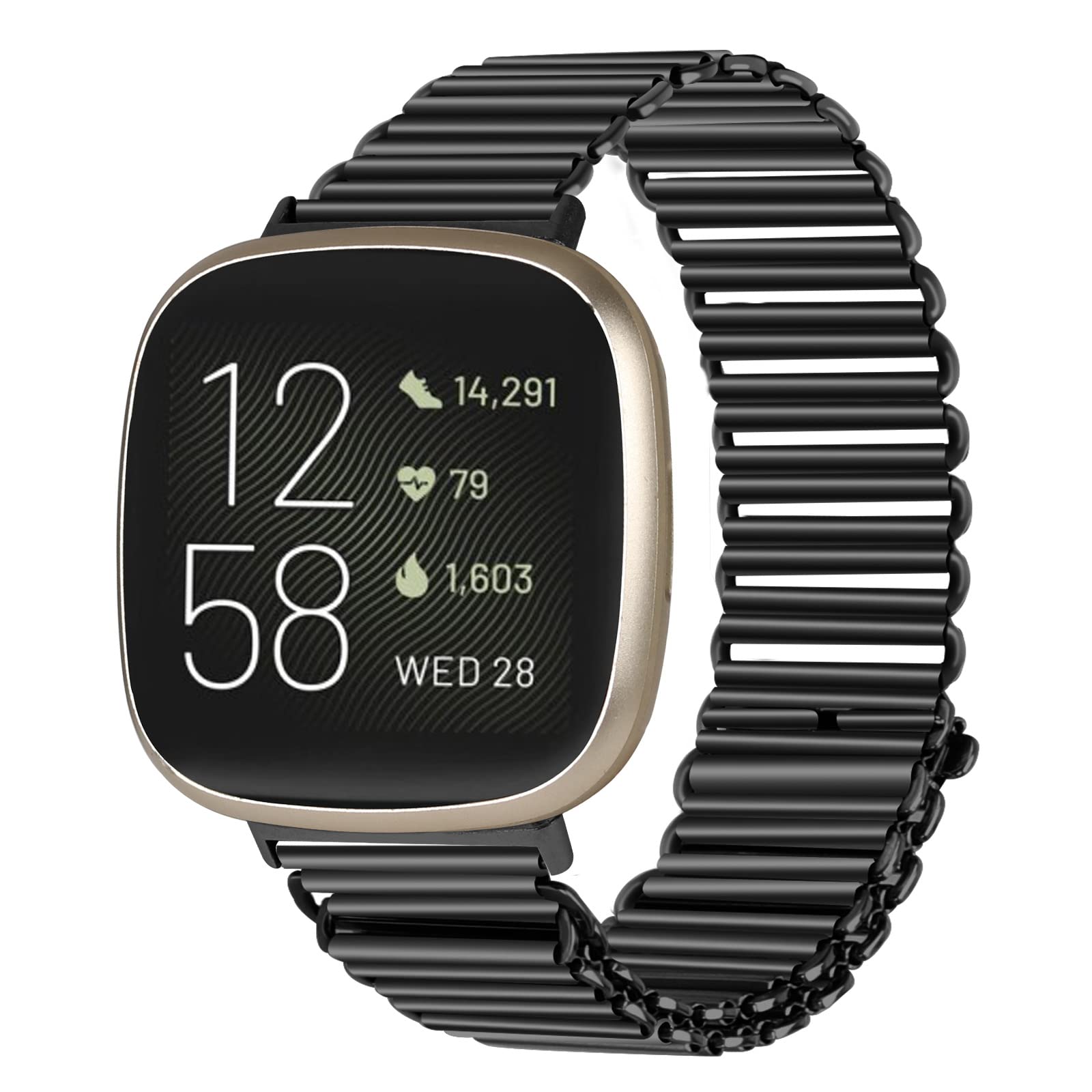 Intended for Versa 4 Watch Bands Sense 2 Sense Bands for Men Women, Adjustable Lightweight Loop Stainless Steel Band Intended for Fitbit Versa 4