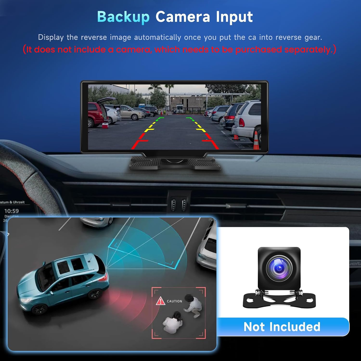 podofo Podofo 10.26 Inch Touchscreen Wireless Carplay Portable Car Stereo with Android Auto Bluetooth Navigation and Voice Control - View 3 of 7