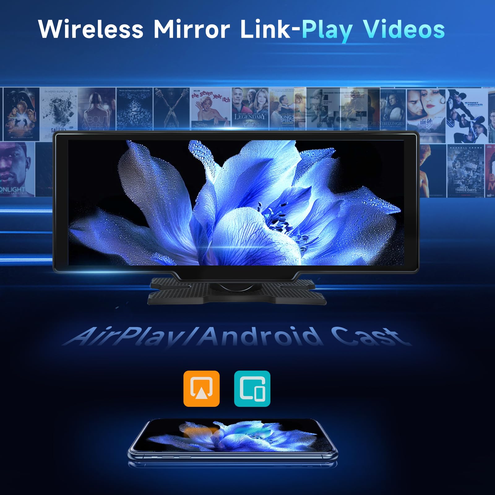 podofo Podofo 10.26 Inch Touchscreen Wireless Carplay Portable Car Stereo with Android Auto Bluetooth Navigation and Voice Control - View 7 of 7