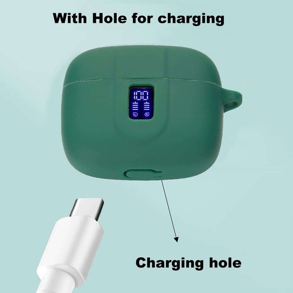 smaate Earbuds Case Compatible with TAGRY X08 Wireless Headphone, Silicon Protective Cover with Keychain, with Window for LED Display, Black - View 5 of 6