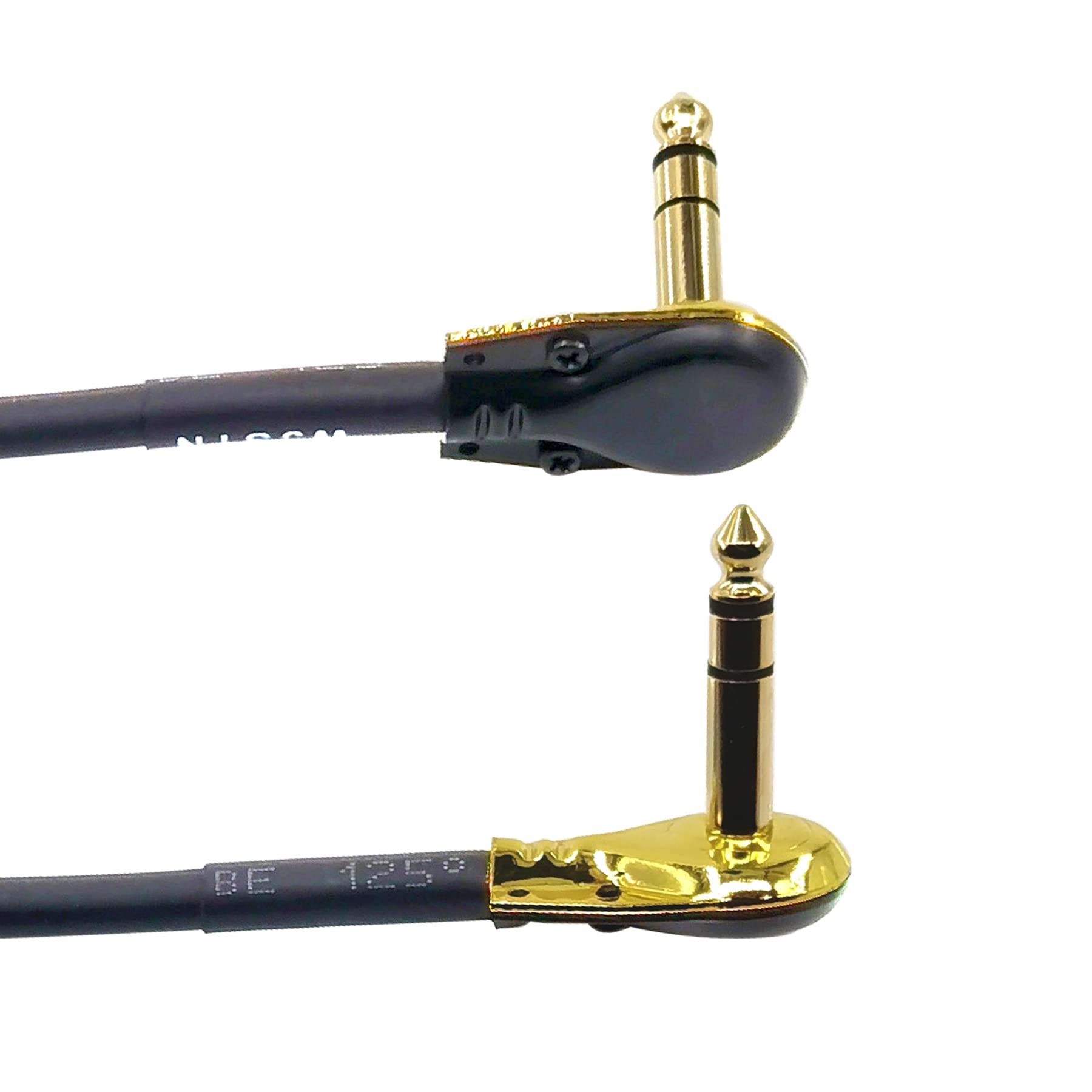 WJSTN 1 4 inch Right Angle TRS Stereo Dual Channel Guitar Flat Patch Cable Low Profile Pancake Design 1 feet 2 Pack (1 feet) - View 5 of 5