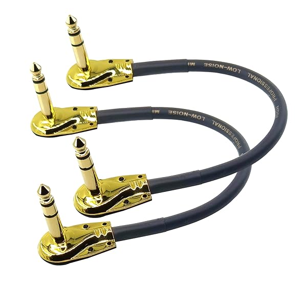 WJSTN "WJSTN 1/4" Right Angle TRS Stereo Guitar Flat Patch Cable - 6 Inch Dual Channel, Low Profile (2 Pack)" - View 4 of 7