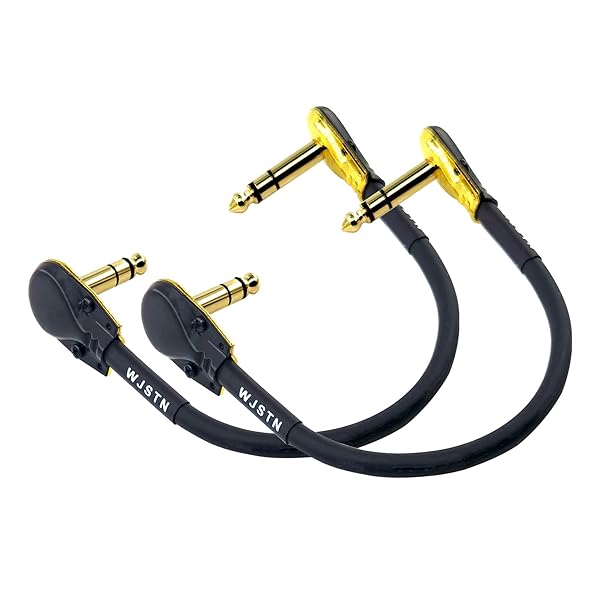 WJSTN "WJSTN 1/4" Right Angle TRS Stereo Guitar Flat Patch Cable - 6 Inch Dual Channel, Low Profile (2 Pack)" - View 6 of 7