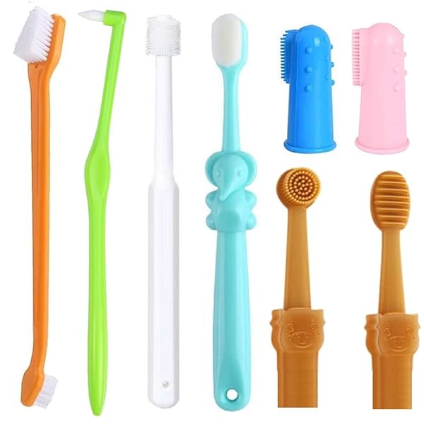 Qubccum Qubccum 8 Pack Small Dog and Cat Toothbrush Kit with 360 Degree Design and Ultra Soft Bristles for Effective Pet Dental Care