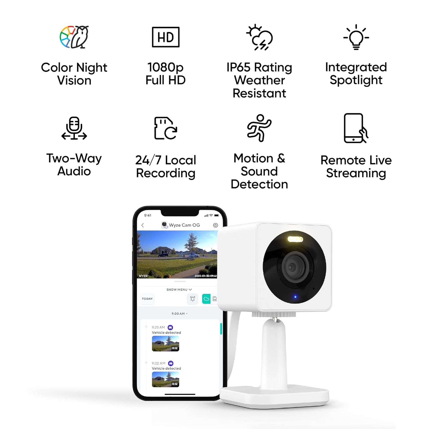 WYZE WYZE Cam OG Indoor Outdoor 1080p Wi-Fi Smart Home Security Camera with Color Night Vision and 2-Way Audio 2-Pack - View 2 of 7