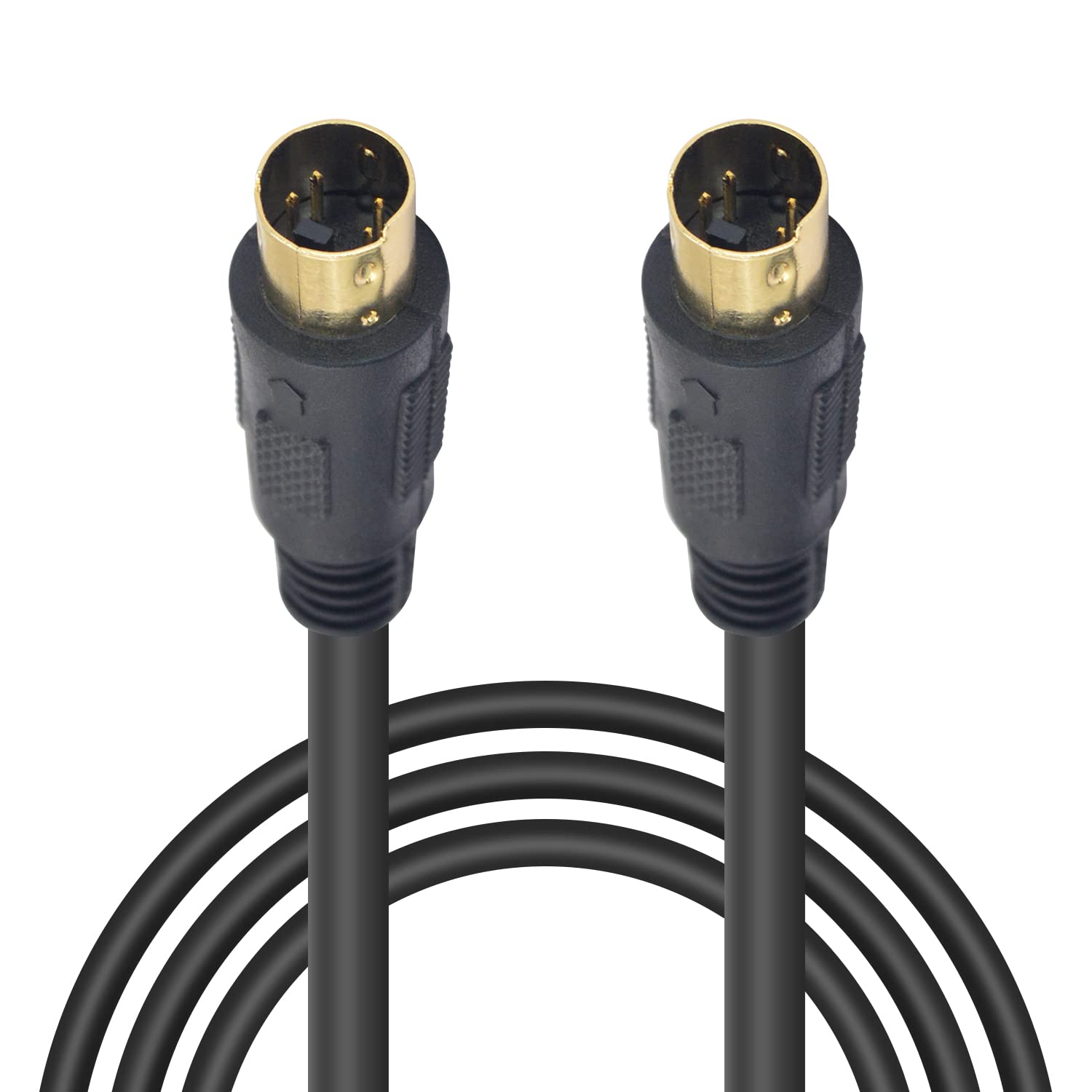 Poyiccot S-Video Cable 9.8ft, Mini DIN 4 Pin S-Video Cable Male to Male Gold Plated Connector Support Video Transfer for TV, S-VHS, VCRs, DVD,