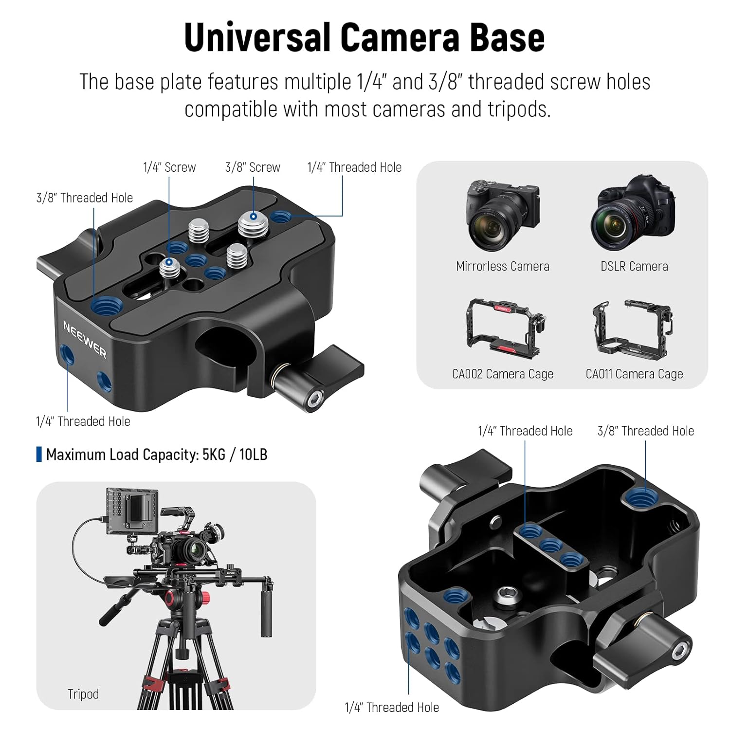 NEEWER NEEWER Universal Shoulder Rig Kit 15mm Rod Support System for DSLR Camcorder Filmmaking Compatible with SmallRig Follow Focus and Matte Box - View 3 of 9