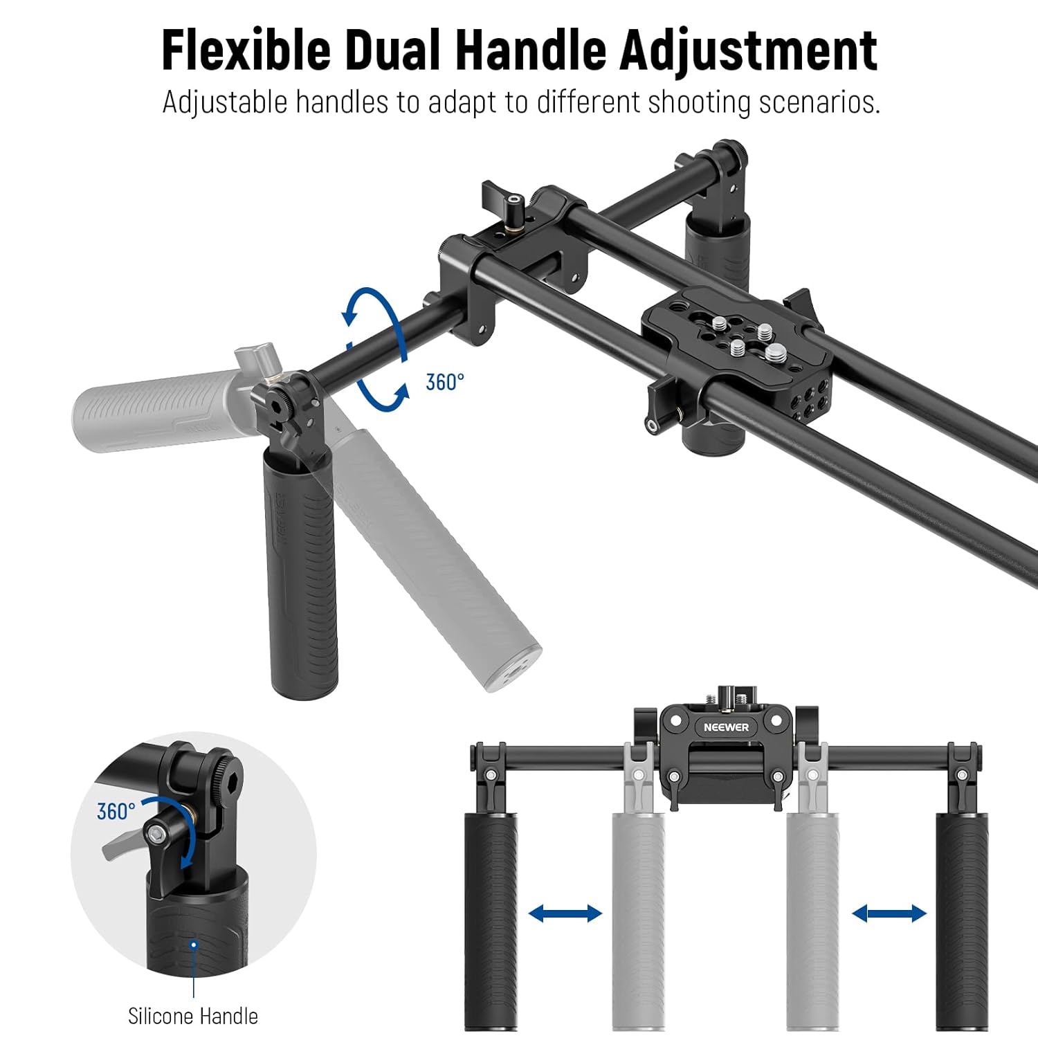 NEEWER NEEWER Universal Shoulder Rig Kit 15mm Rod Support System for DSLR Camcorder Filmmaking Compatible with SmallRig Follow Focus and Matte Box - View 4 of 9