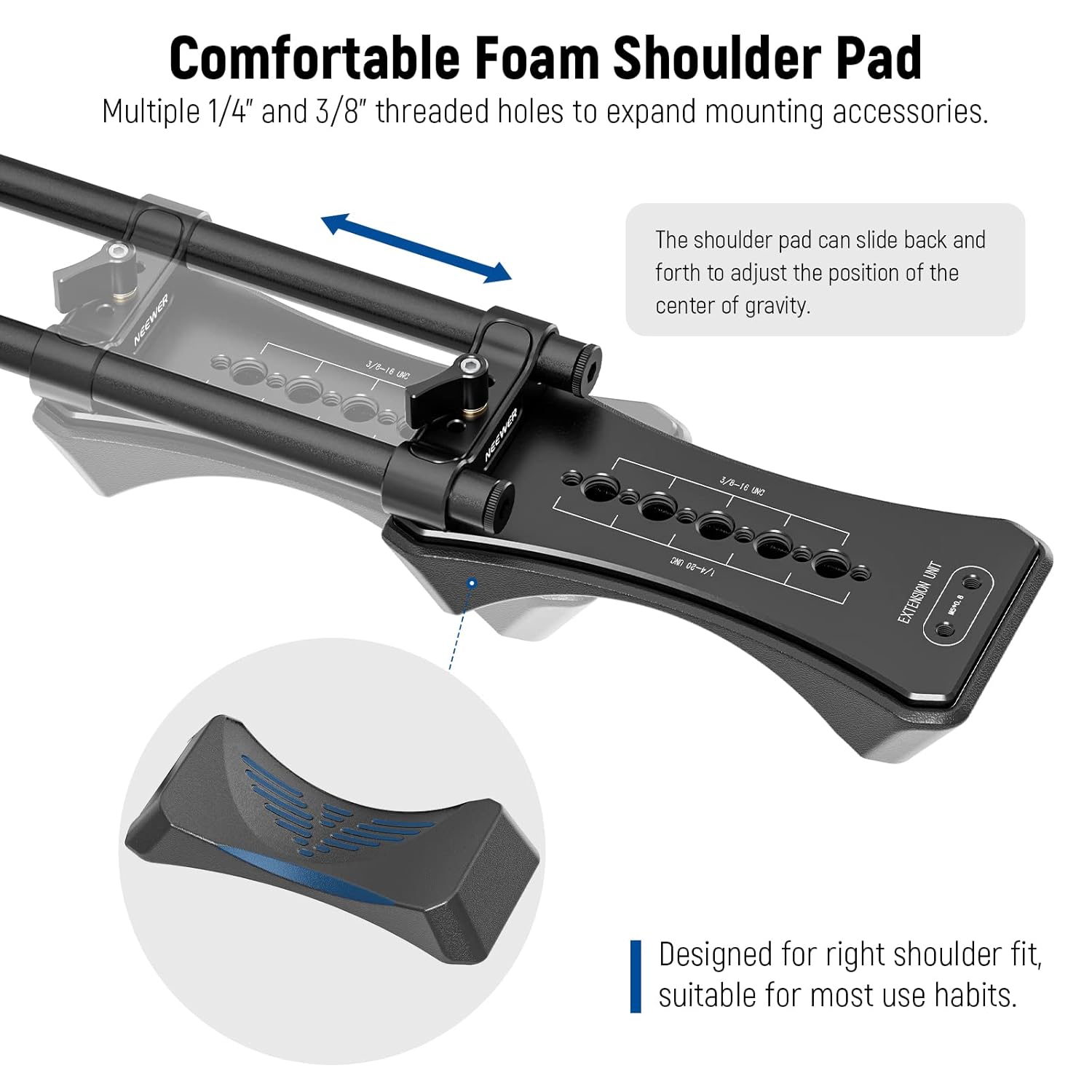 NEEWER NEEWER Universal Shoulder Rig Kit 15mm Rod Support System for DSLR Camcorder Filmmaking Compatible with SmallRig Follow Focus and Matte Box - View 6 of 9