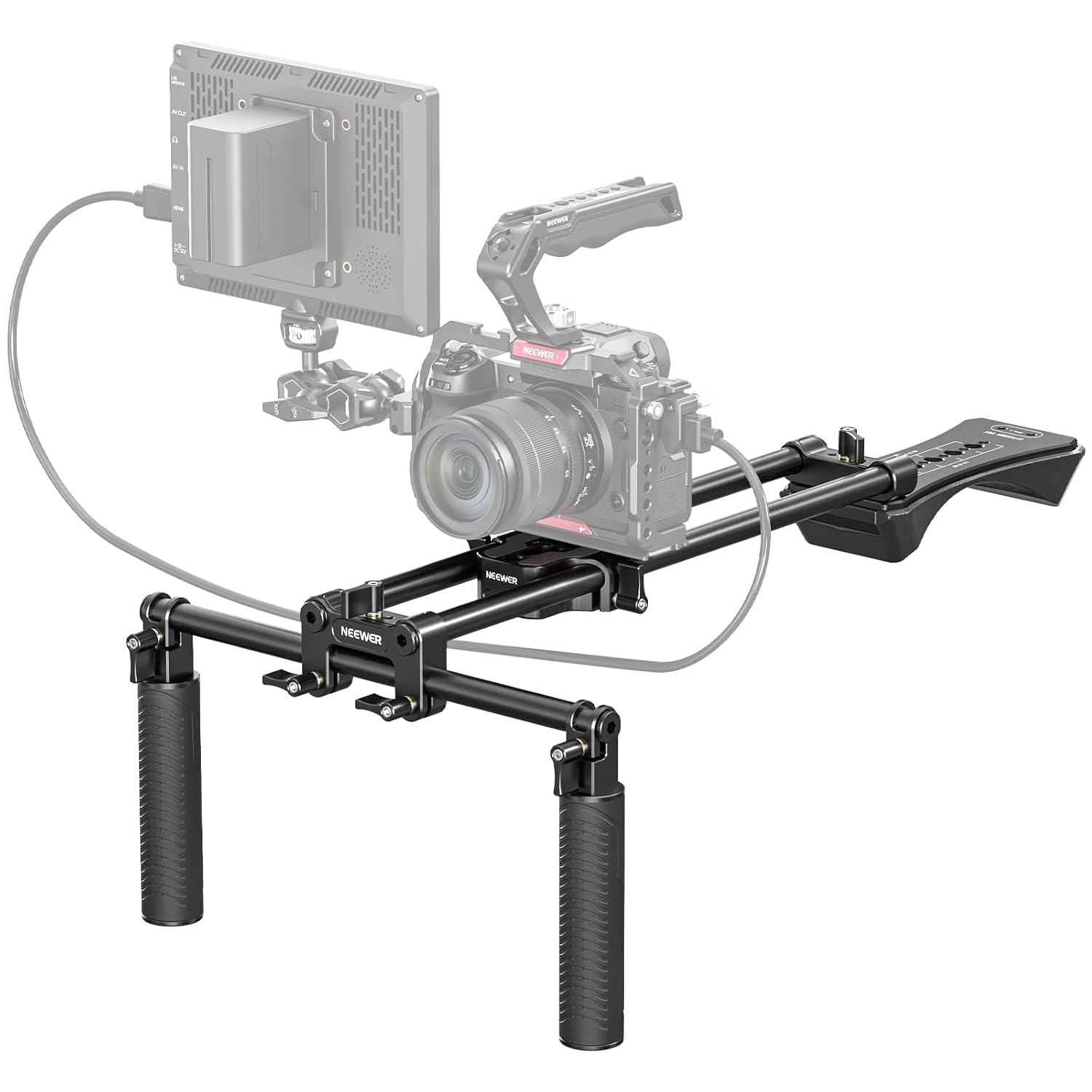 NEEWER NEEWER Universal Shoulder Rig Kit 15mm Rod Support System for DSLR Camcorder Filmmaking Compatible with SmallRig Follow Focus and Matte Box