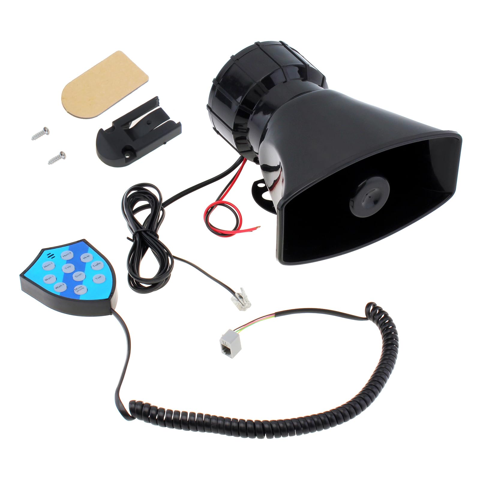 DriSentri 12V Car Speaker 100W 9 Sounds Car Siren Horn Speaker with Hook Bracket, Call Function, 120-125dB Warning Alarm Electronic Horn