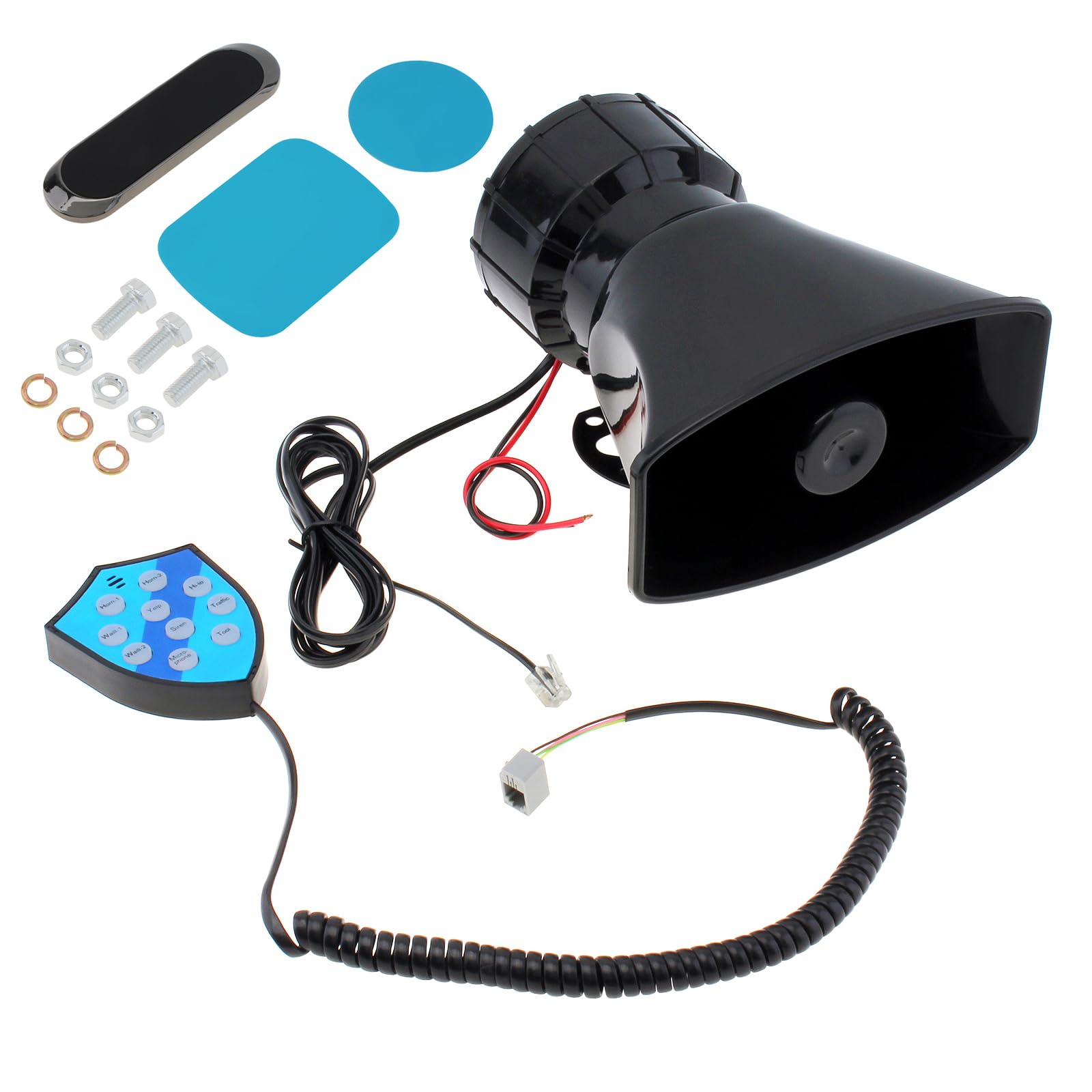 DriSentri Car Speaker 100W 9 Sounds 12V Car Siren Horn Speaker with Hook Bracket, Call Function, 120-125dB Warning Alarm Electronic Horn