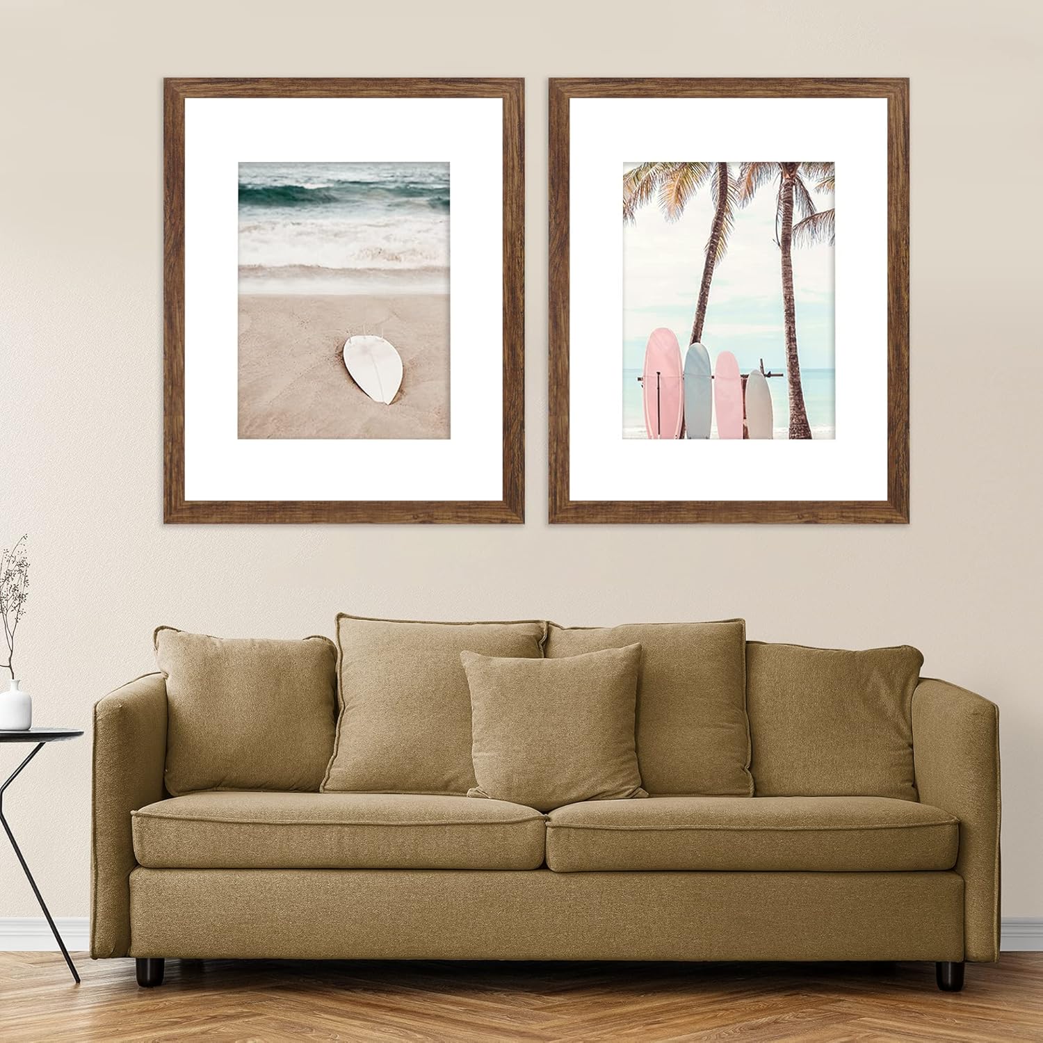 Hongkee Hongkee 16x20 Frames Set of 2 Rustic Brown Wood Style for 16x20 or 11x14 Pictures Wall Mounting Horizontal Vertical Display - View 6 of 9