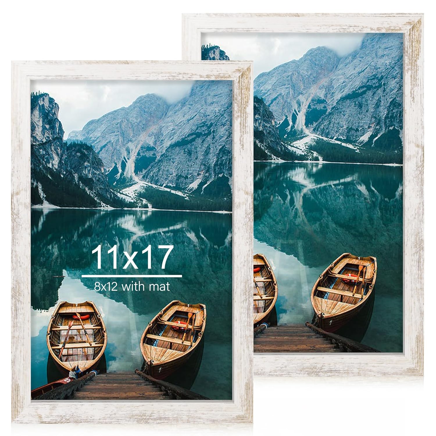 Hongkee Hongkee 16x20 Frames Set of 2 Rustic Brown Wood Style for 16x20 or 11x14 Pictures Wall Mounting Horizontal Vertical Display - View 8 of 9