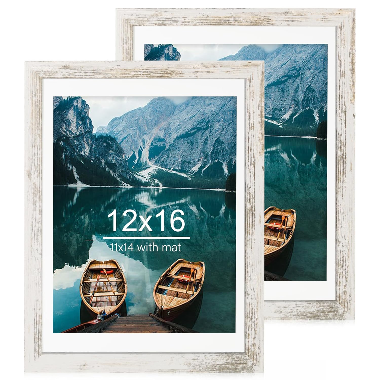 Hongkee Hongkee 16x20 Frames Set of 2 Rustic Brown Wood Style for 16x20 or 11x14 Pictures Wall Mounting Horizontal Vertical Display - View 9 of 9