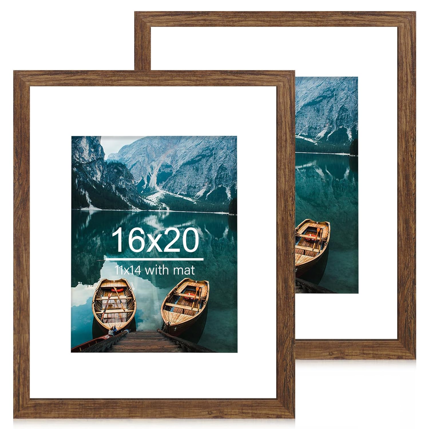 Hongkee Hongkee 16x20 Frames Set of 2 Rustic Brown Wood Style for 16x20 or 11x14 Pictures Wall Mounting Horizontal Vertical Display