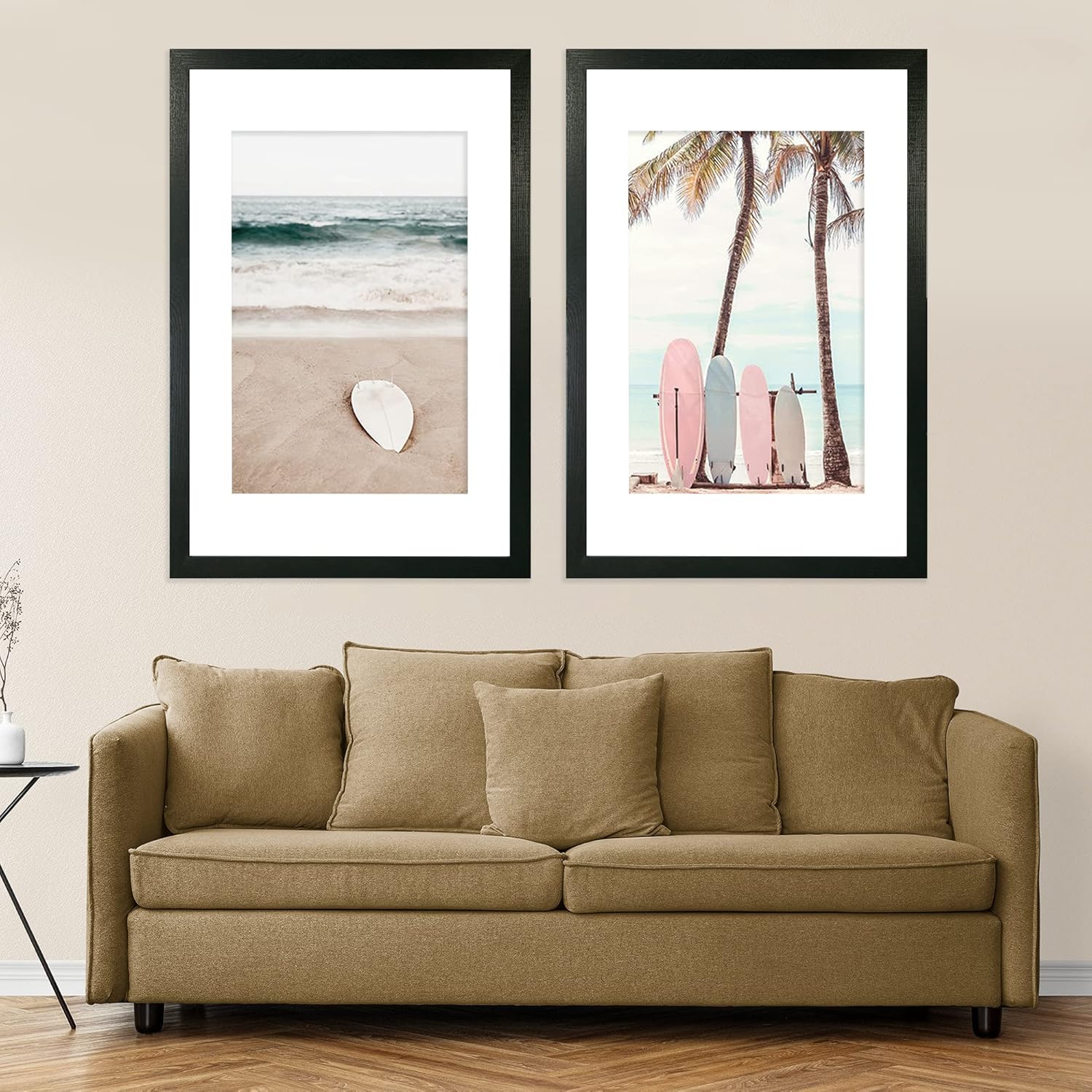 Hongkee Hongkee 16x24 Frame Set of 2 Rustic Black Wood Style for 16x24 or 12x18 Pictures Wall Mounting Horizontal Vertical Display - View 7 of 9