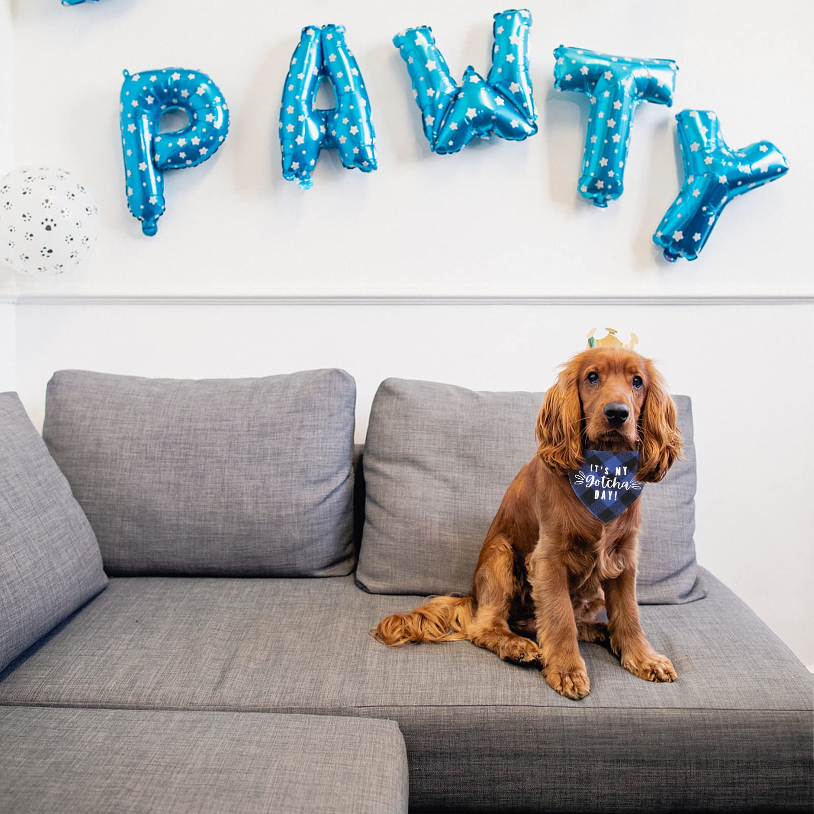 URROMA URROMA 3 PCS Birthday Dog Bandana Hat Bow Tie Set for Pet Celebration Blue Party Decoration Gift - View 3 of 3