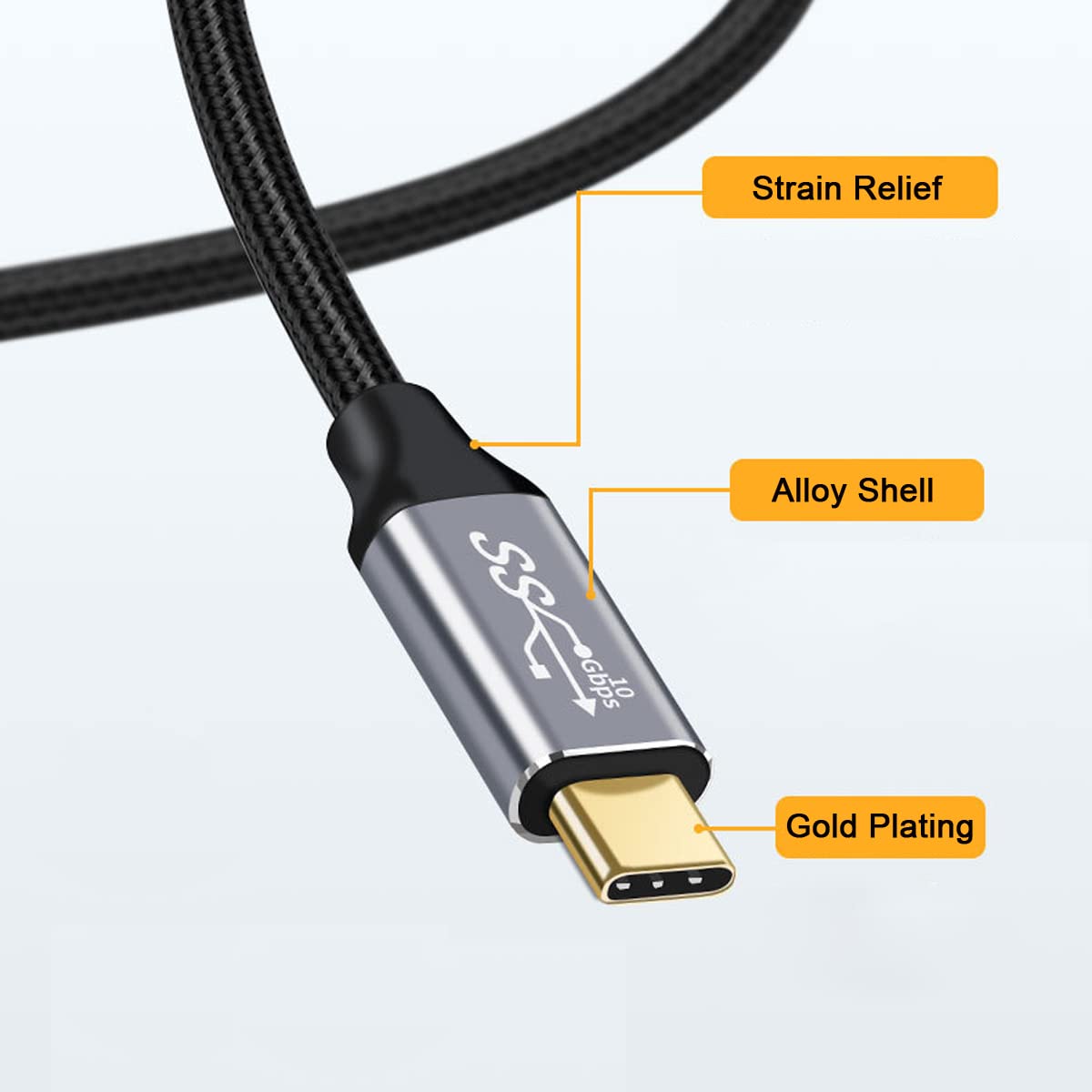 cablecc Cablecc Type-C USB-C Male to Male USB3.1 10Gbps 100W Data Cable 200CM for Laptop and Phone - View 3 of 9