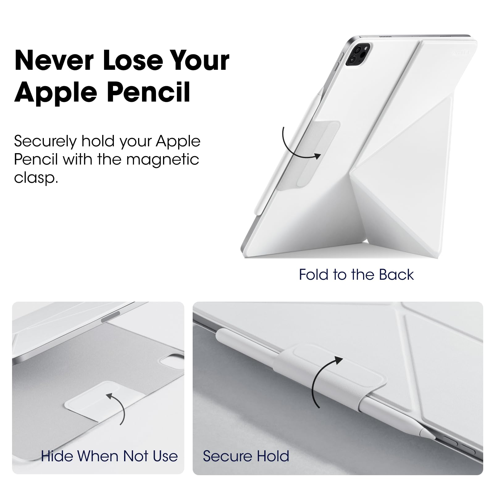 pitaka PITAKA iPad Pro 12.9 Case Lightweight Magnetic Cover for iPad Air M3 M2 13 Inch and iPad Pro 12.9 with 4 Standing Angles White - View 3 of 9