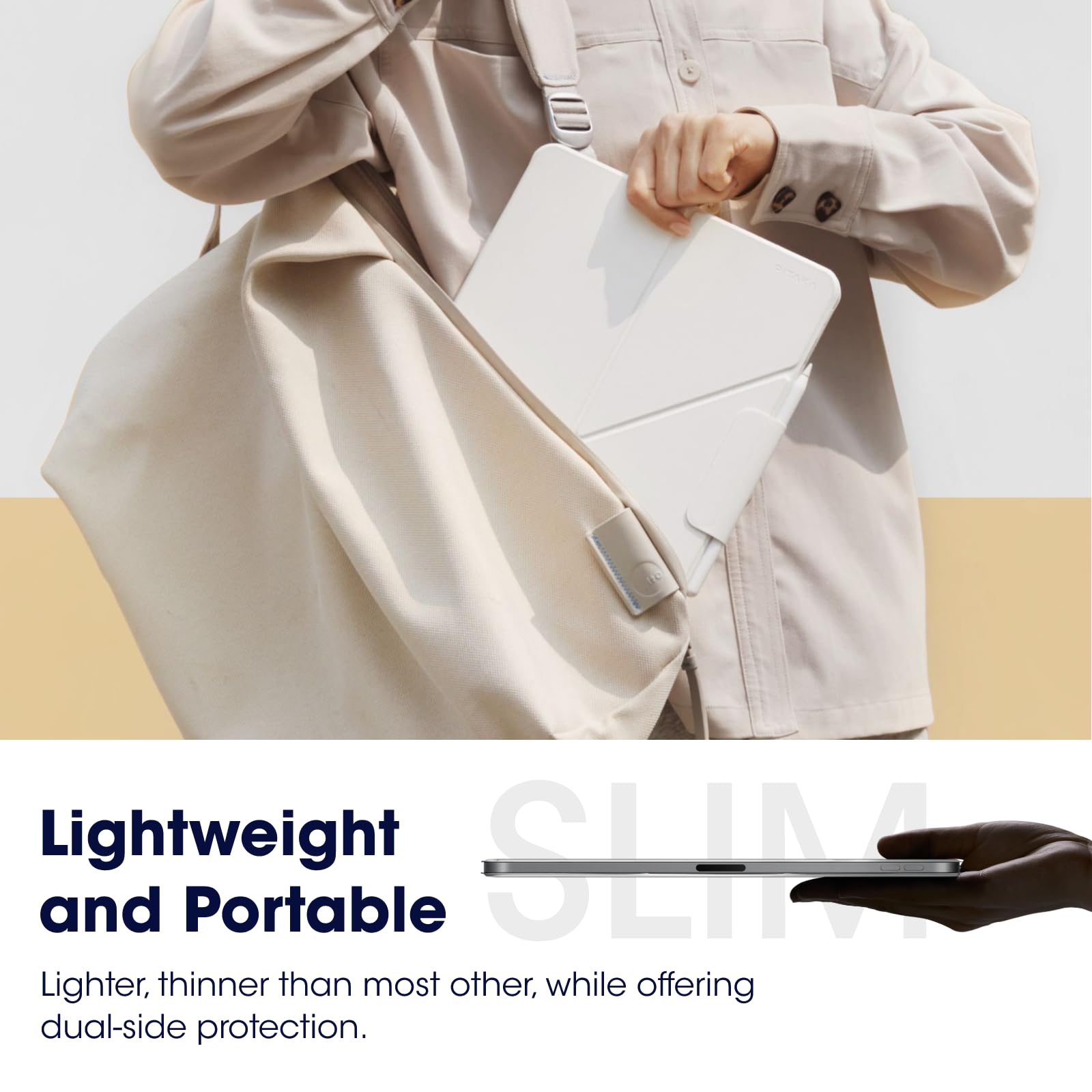 pitaka PITAKA iPad Pro 12.9 Case Lightweight Magnetic Cover for iPad Air M3 M2 13 Inch and iPad Pro 12.9 with 4 Standing Angles White - View 5 of 9